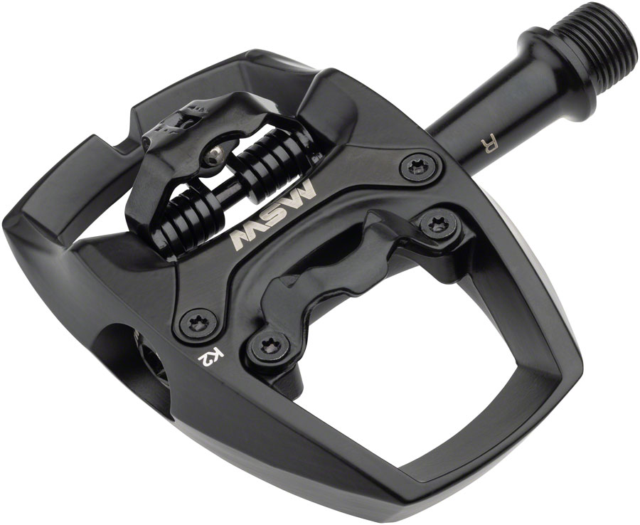 MSW Flip II Pedals - Single Side Clipless with Platform, Aluminum, 9/16", Black 