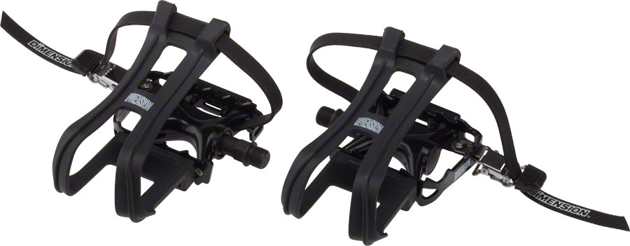 Dimension Compe Combo Pedals/Toe Clip Combo - Aluminum, 9/16", Black 