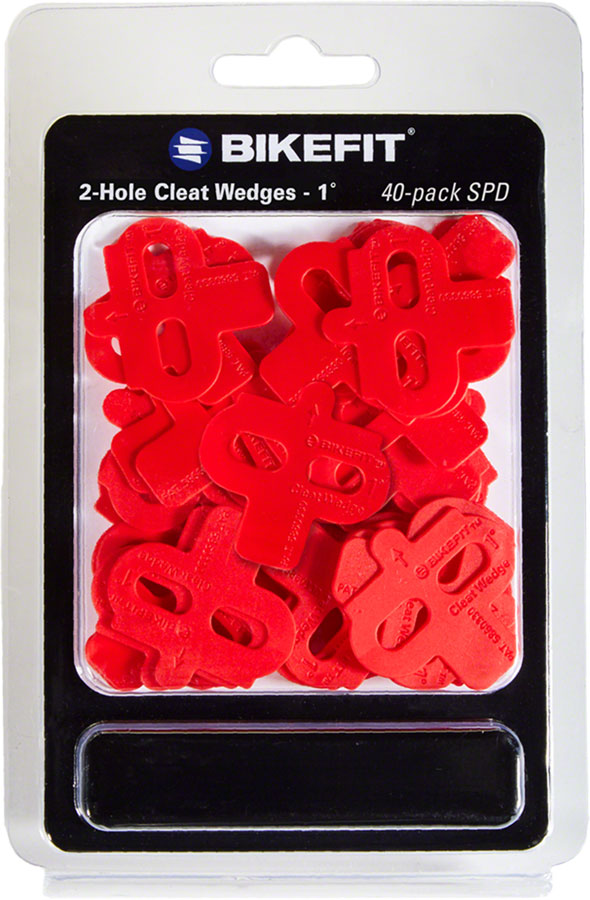 BikeFit Cleat Wedge - MTB/SPD Compatible, 2-Hole, 1 Degree, 40-Pack






