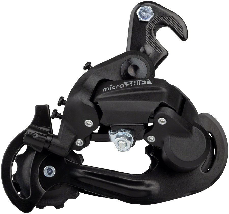 microSHIFT M21 Rear Derailleur - 6,7 Speed, Short Cage, Dropout Claw Hanger, Black 