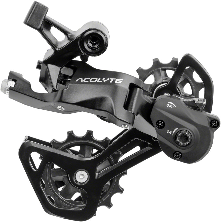 microSHIFT Acolyte RD-M5185M-B SpringLock Rear Derailleur - 8 Speed, Medium Cage, Black, SpringLock Chain Retention