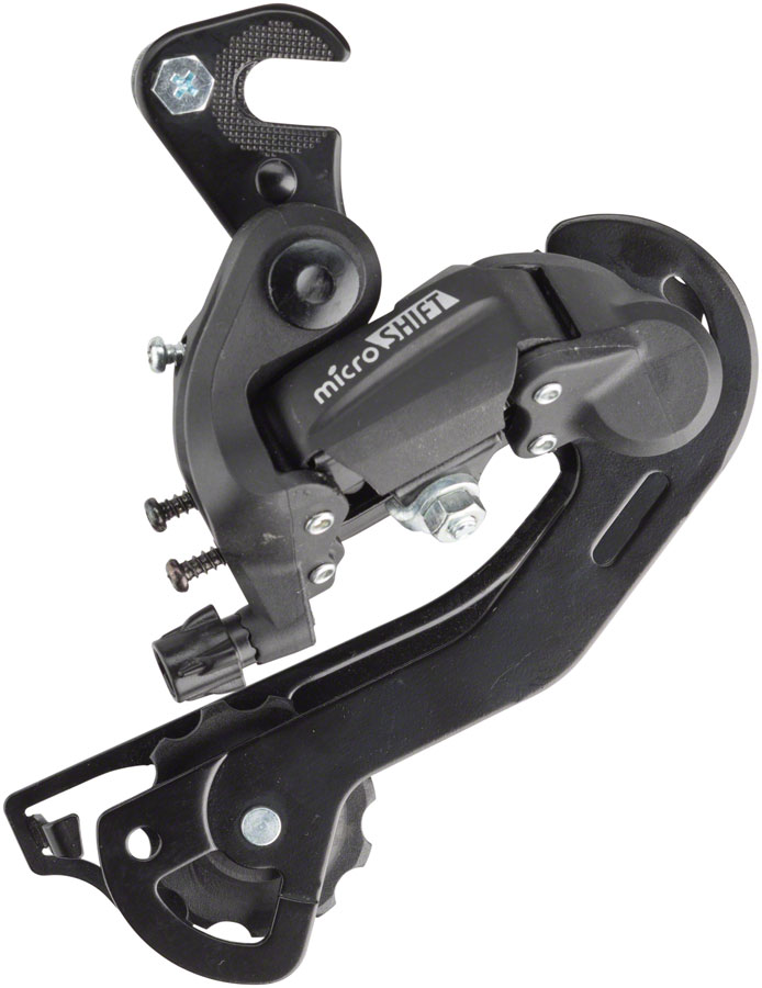 microSHIFT M21 Rear Derailleur - 6,7 Speed, Long Cage, Dropout Claw Hanger, Black 