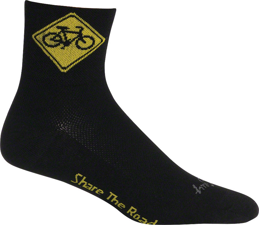 SockGuy Classic Share the Road Socks - 3", Black, Large/X-Large