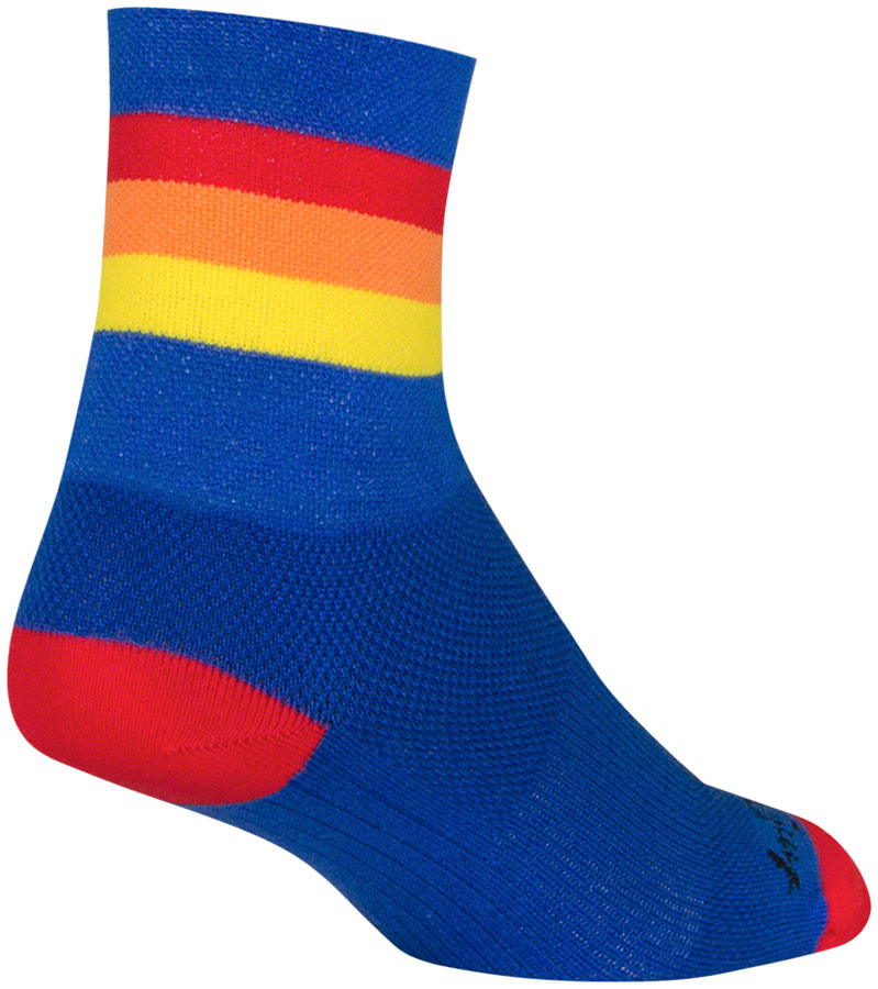 SockGuy Classic Vintage Socks - 4", Blue/Red/Orange/Yellow, Small/Medium