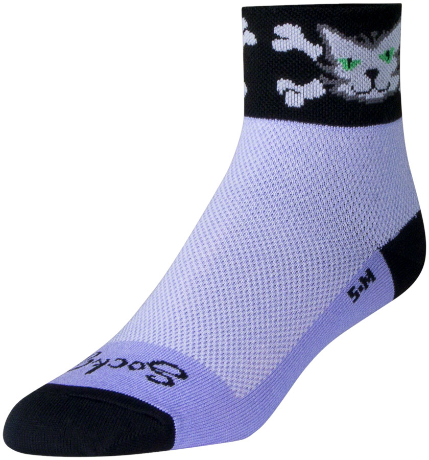 SockGuy Classic Bad Kitty Socks - 2", Purple, Women's, Small/Medium