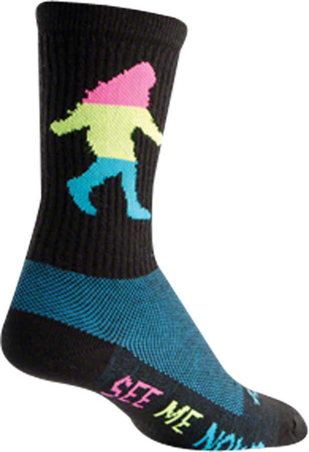 SockGuy Wool Neon Sasquatch Socks - 6", Black, Large/X-Large