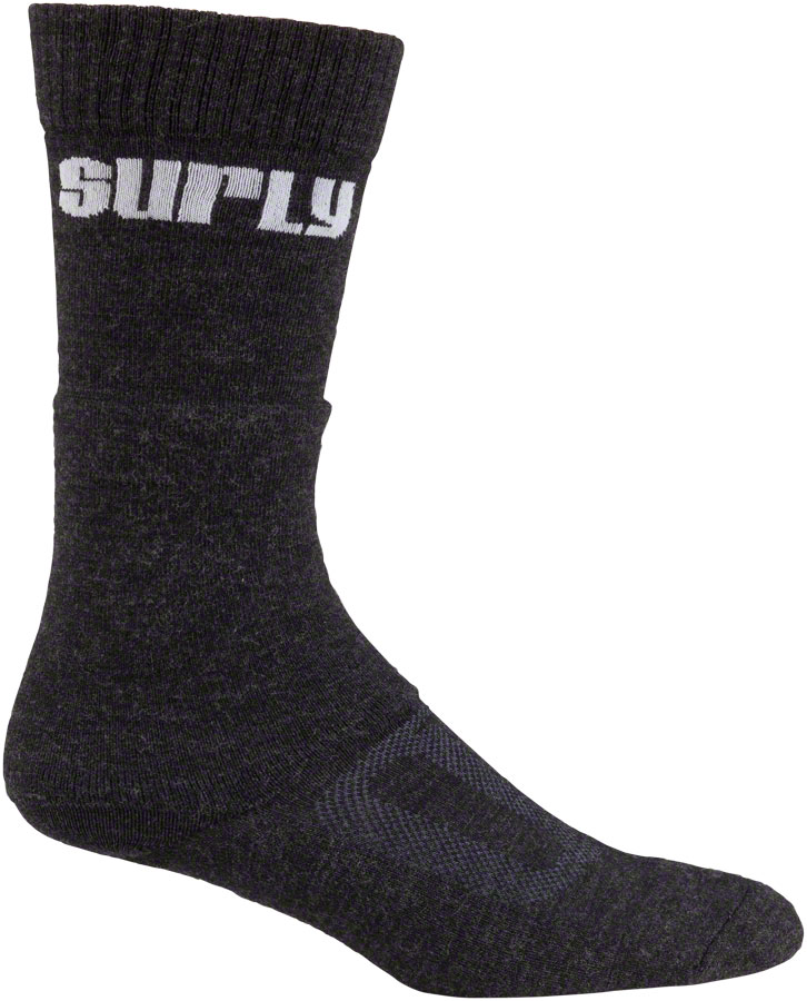 Surly Tall Logo Wool Socks - 8 inch, Black, Medium