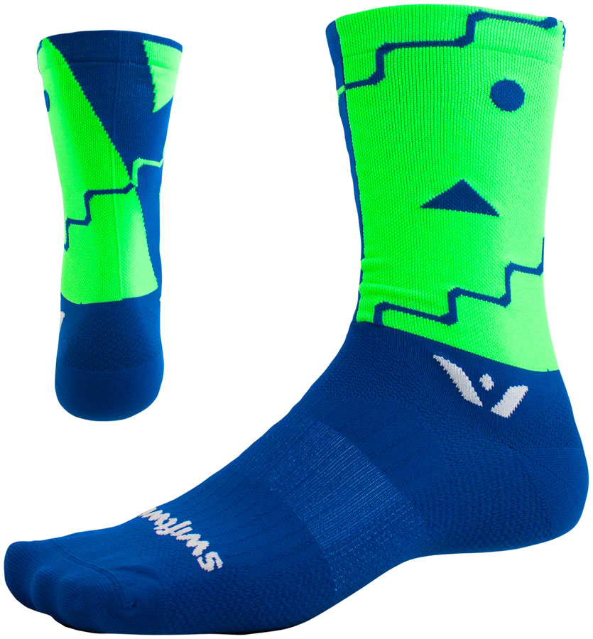Swiftwick Vision Six Abstract Sock - 6", Blue, X-Large 