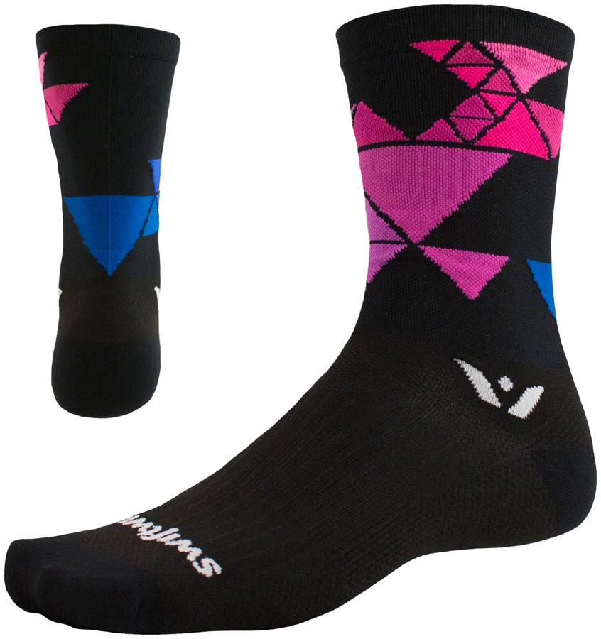 Swiftwick Vision Six Geometric Sock - 6", Black, X-Large 