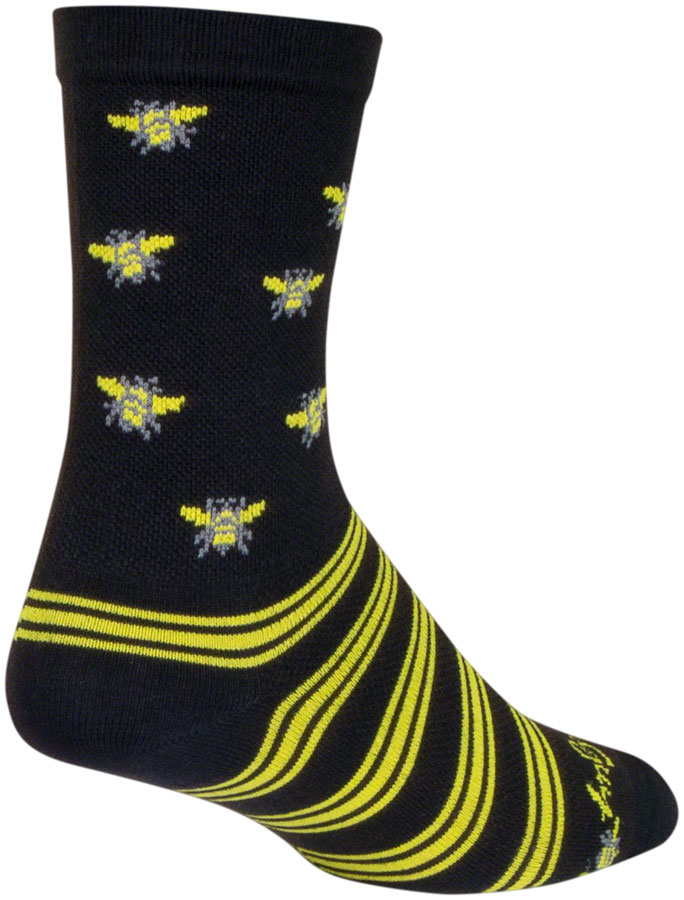 SockGuy Buzz Crew Socks - 6", Black/Yellow, Large/X-Large