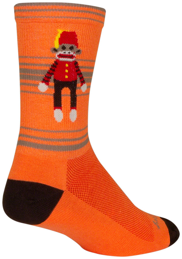 SockGuy Funky Monkey Crew Socks - 6", Orange/Red/Brown, Large/X-Large