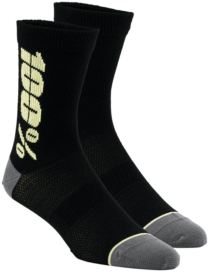 100% Rythym Merino Performance Socks - 6 inch, Black, Small/Medium