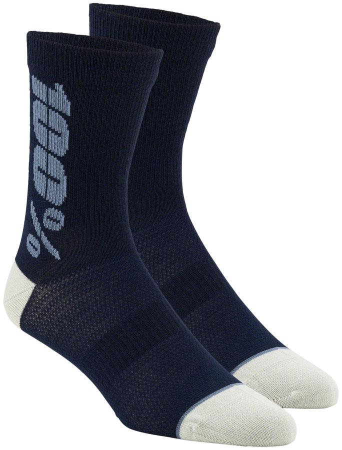 100% Rythym Merino MTB Socks - 6 inch, Navy/Slate, Large/X-Large