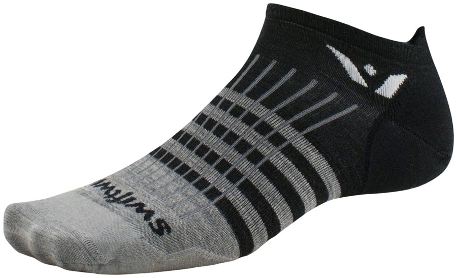 Swiftwick Pursuit Zero Wool Socks - No Show, Stripes Heather Black, Medium 