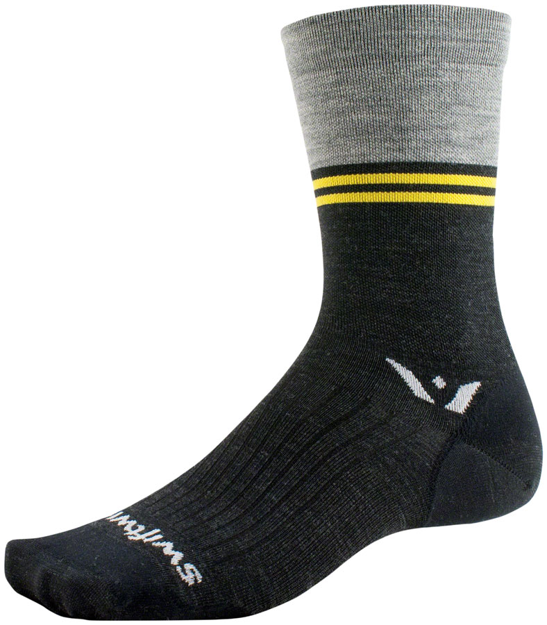 Swiftwick Pursuit Seven Ultralight Socks - 7", Block Stripe Heather, Large 