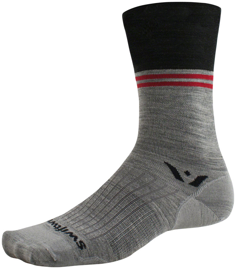 Swiftwick Pursuit Seven Ultralight Socks - 7", Block Stripe Charcoal, XL 