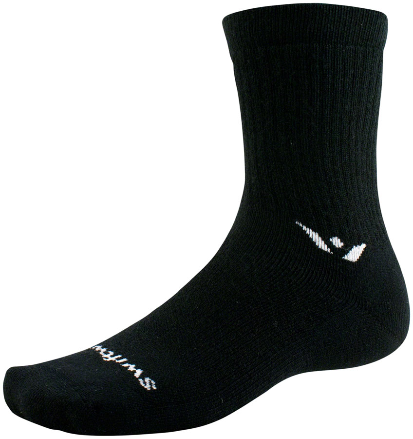 Swiftwick Pursuit Hike Medium Cushion Wool Socks - 6", Medium Weight Black, Small 