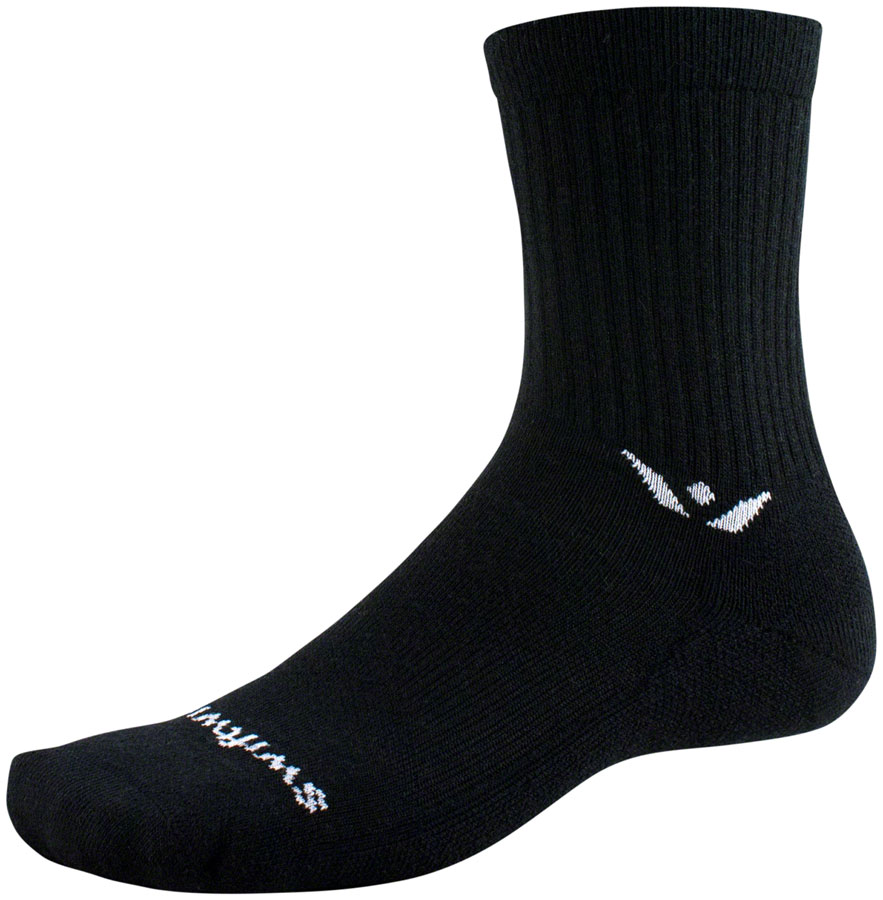 Swiftwick Pursuit Hike Light Cushion Wool Socks - 6", Light Weight Black, Small 