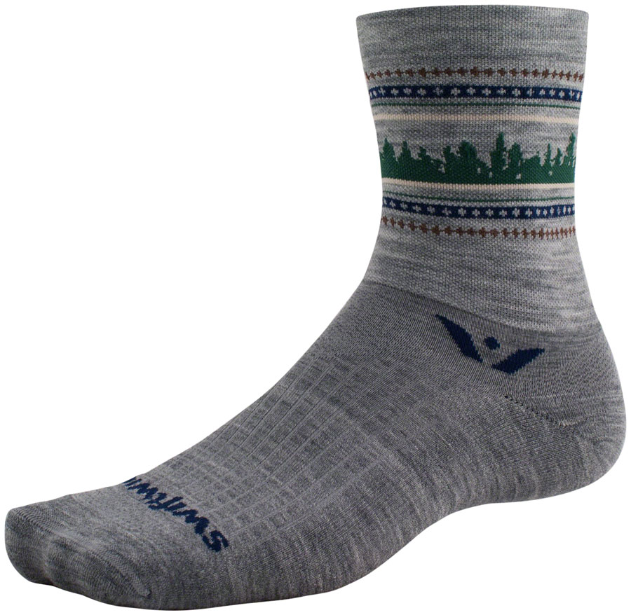 Swiftwick Vision Five Winter Collection Socks - 5", Winter Heather Forest, XL 