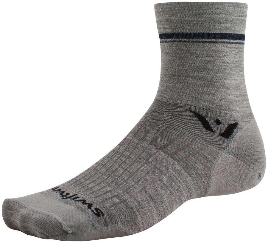 Swiftwick Pursuit Four Ultralight Socks - 4", Retro Stripe Heather, Large 