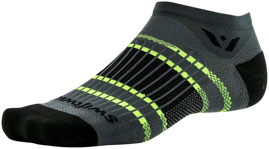 Swiftwick Aspire Zero Stripe Socks - No Show, Gray/Black, Small 