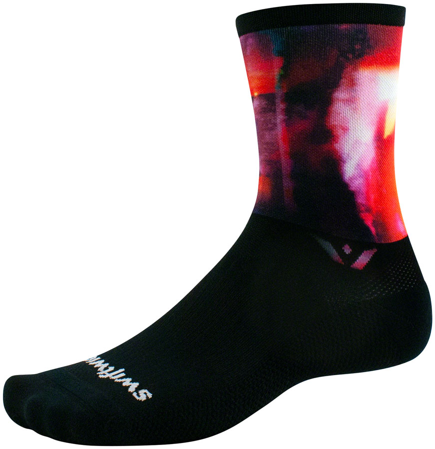 Swiftwick Vision Six Impression Exposure Socks - 6", Black/Multi,X-Large