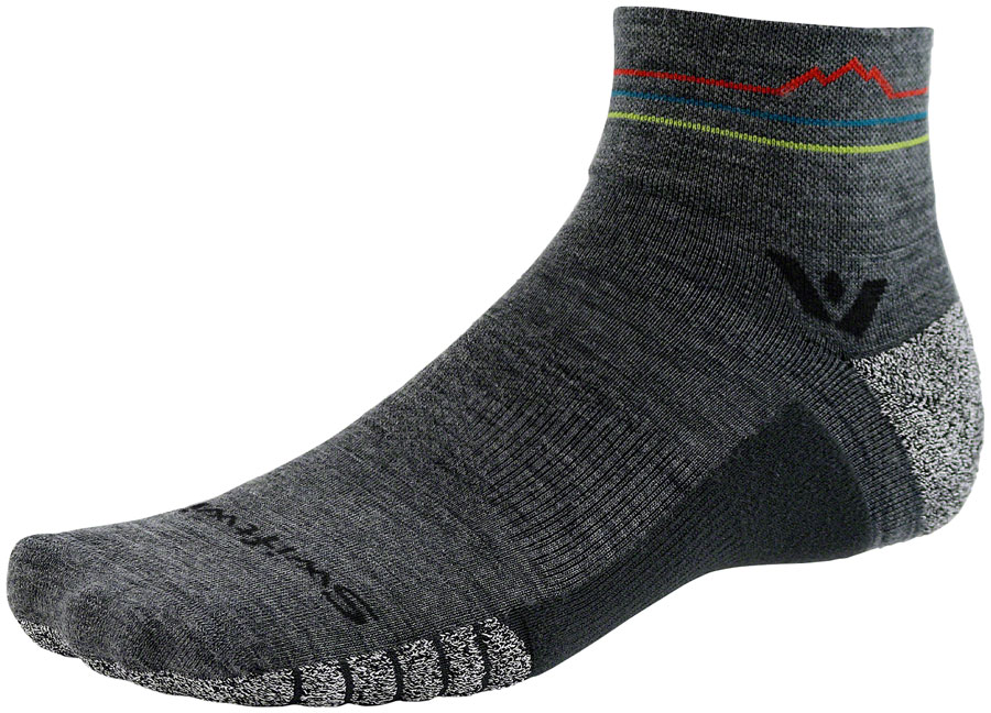 Swiftwick Flite XT Trail Quarter Crew Socks - 4", Heather Sunset Mountain, Medium