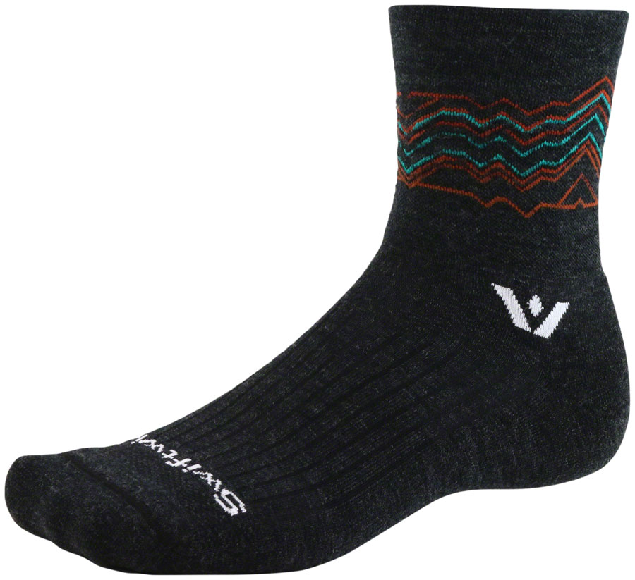 Swiftwick Pursuit Crew Socks - 6", Coal Orange, Large