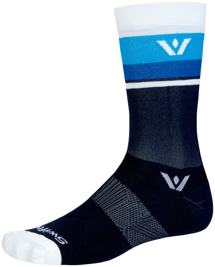 SwiftWick Aspire Crew Socks - Navy/White, Large
