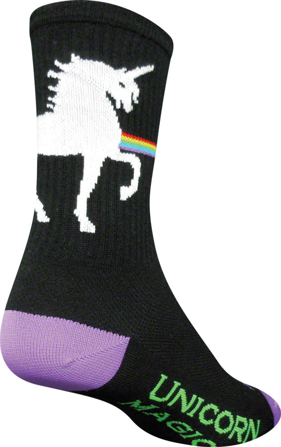SockGuy Crew Unicorn Magic Socks - 6", Black, Small/Medium