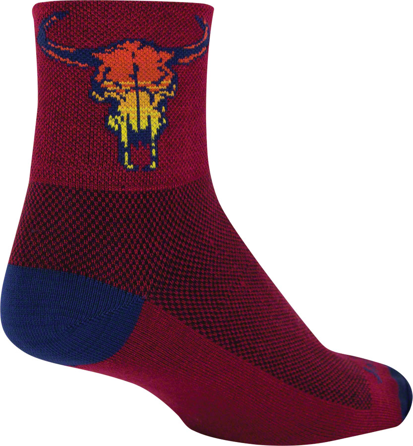 SockGuy Classic Desert Skull Socks - 3", Red, Large/X-Large