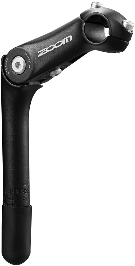 Zoom Quick Comfort Adjustable Stem 110mm 25.4 Clamp Adjustable 80 150deg 22.2 24tpi Quill Aluminum Black Bikeparts.Com