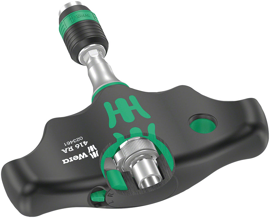 Wera 416 RA T-Handle Screwdriver - Ratchet Function, Rapidaptor Quick-Release Chuck






