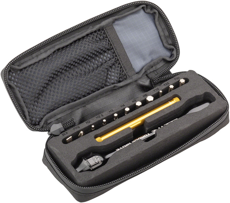 Lezyne Torque Drive Torque Wrench - 2-9 Nm, 2, 2.5, 3-6mm Hex, T10, T25, T30~ Flat/Phillips, With Storage Case, Black
