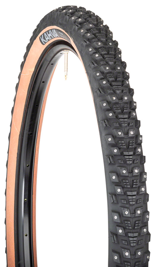 45NRTH Kahva Tire - 27.5 x 2.1, Tubeless, Folding, Tan, 60 TPI, 240 Concave Carbide Studs 