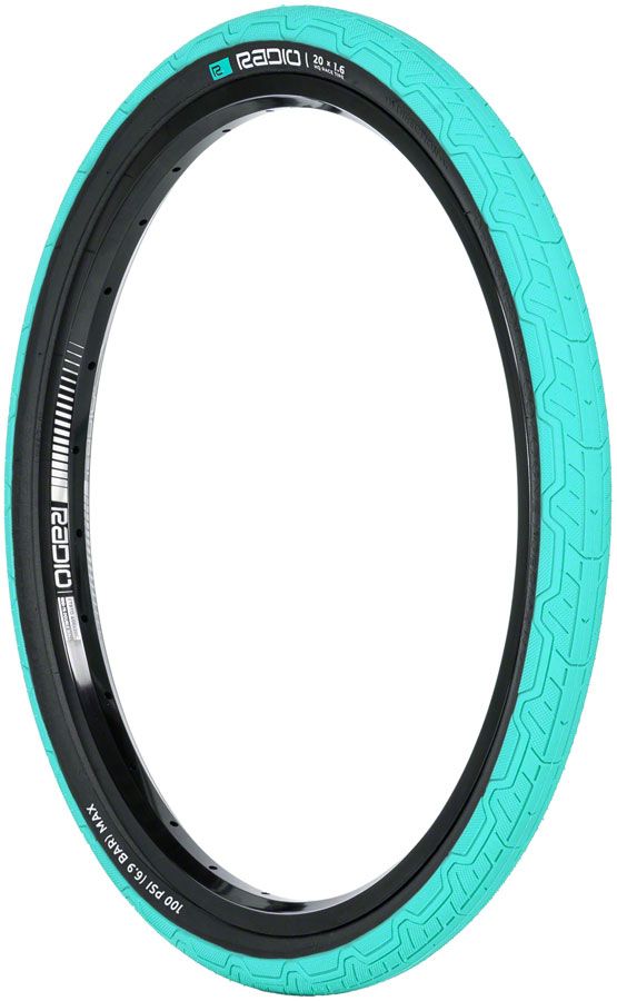 Radio Raceline Oxygen Tire - 20 x 1.6, Clincher, Folding, Teal/Black, 120 TPI 