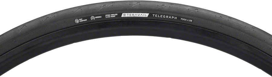 Teravail Telegraph Tire - 700 x 28, Tubeless, Folding, Black, Durable 