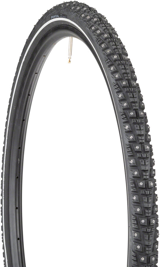 45NRTH Gravdal Tire - 700 x 38, Tubeless, Folding, Black, 60 TPI, 252 Concave Carbide Studs 