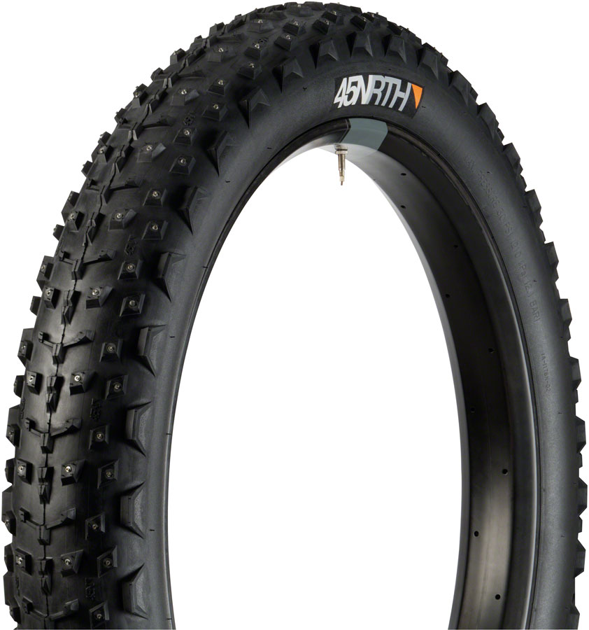 45NRTH Dillinger 4 Tire - 26 x 4, Tubeless, Folding, Black, 120 TPI, 240 Concave Carbide Aluminum Studs