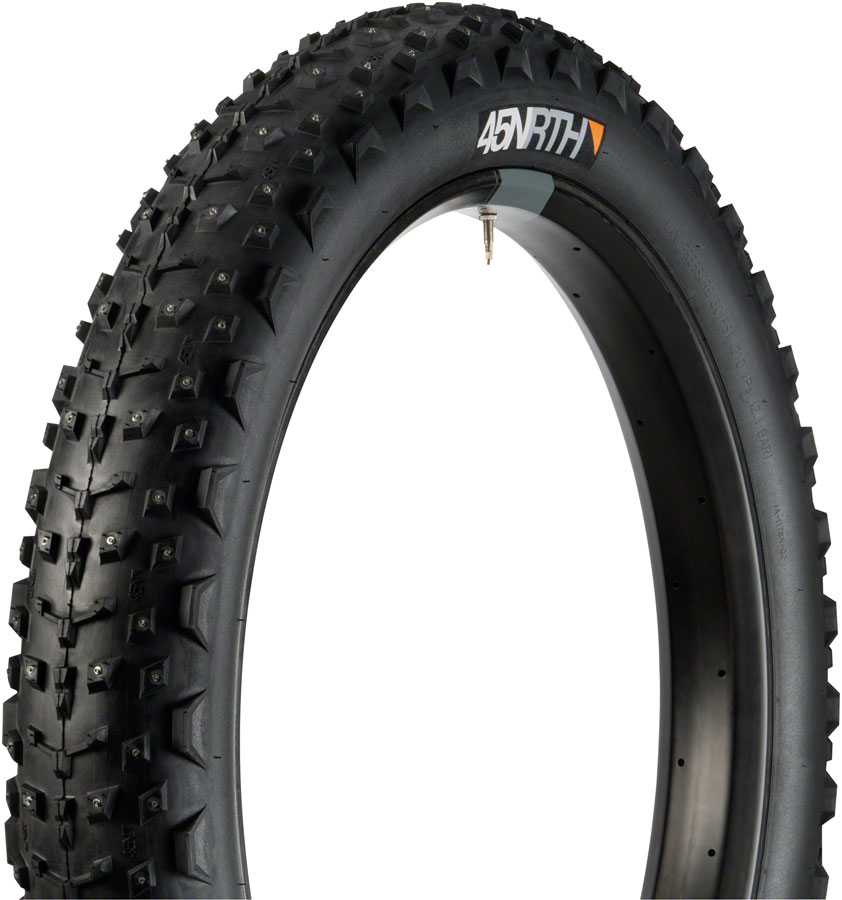 45NRTH Dillinger 4 Tire - 26 x 4, Tubeless, Folding, Black, 120 TPI, 240 Concave Carbide Aluminum Studs






