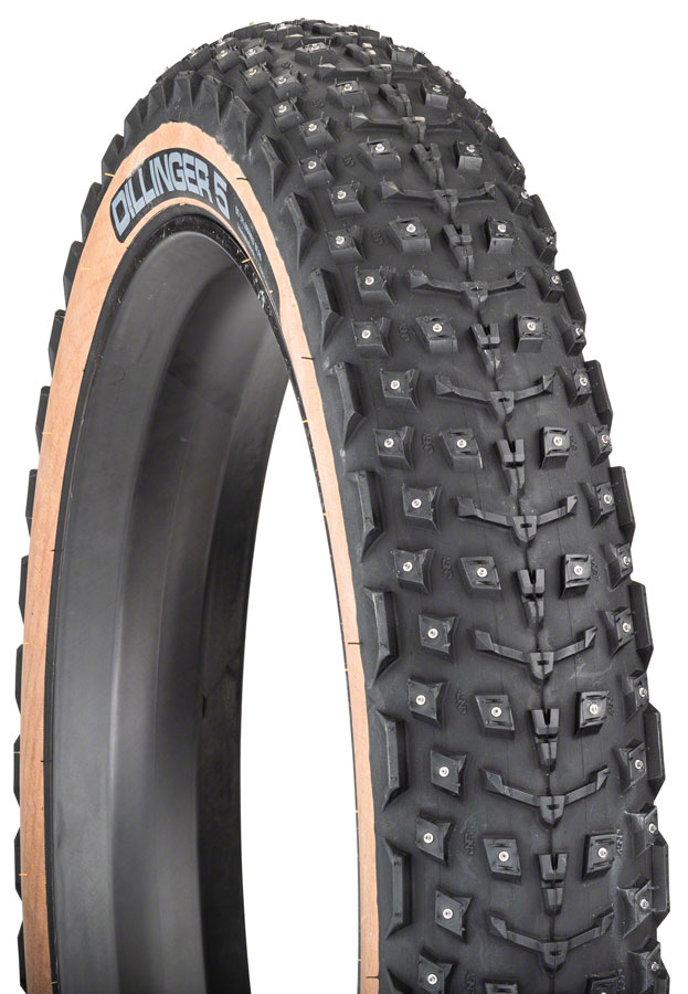 45NRTH Dillinger 5 Tire - 26 x 4.6, Tubeless, Folding, Tan, 60 TPI, 258 Concave Carbide Aluminum Studs