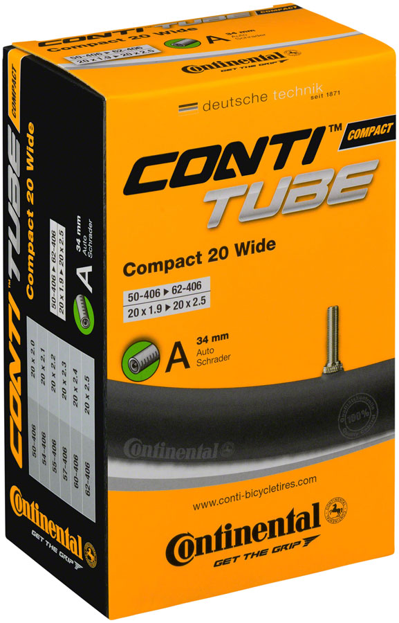 Continental Standard Tube - 20 x 1.9 - 2.5, 34mm Schrader Valve






