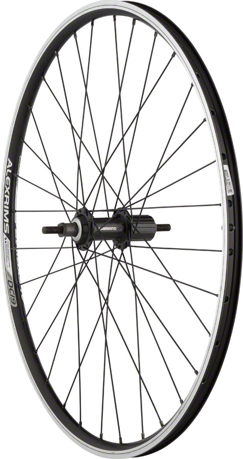 Quality Wheels Value Double Wall Series Rear Wheel - 26", 10 x 1 x 135mm, Rim Brake, HG 10, Black, Clincher, 32H