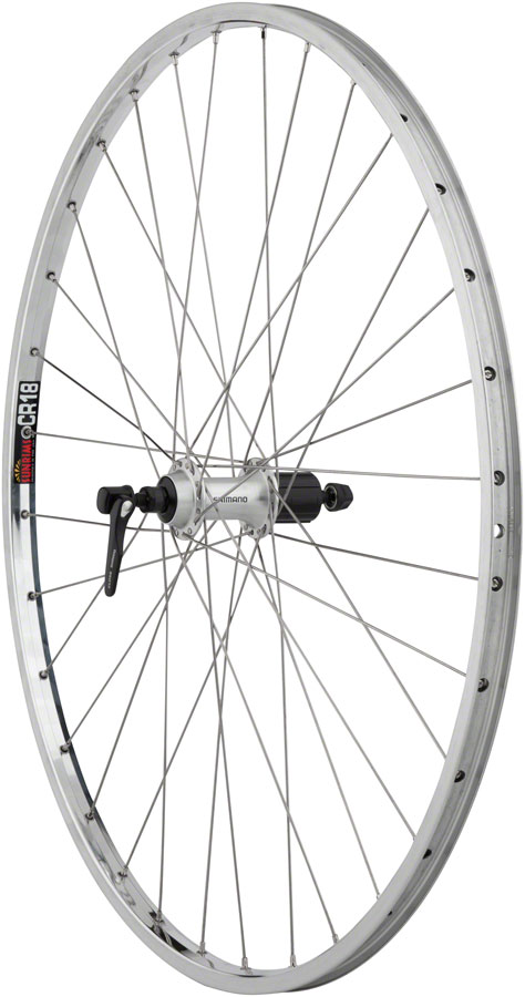 Quality Wheels CR-18 Rear Wheel - 27", QR x 130mm, Rim Brake, HG 10, Polished/Silver, Clincher, 32H