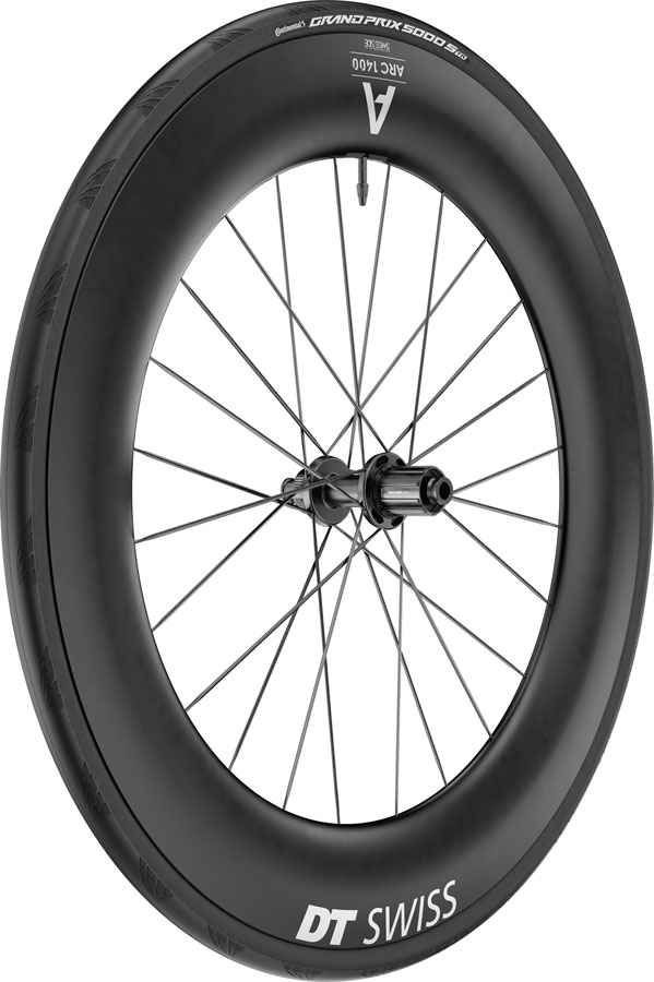 DT Swiss ARC 1400 DiCut 85 Rear Wheel - 700, 12 x 142mm, Center-Lock, HG11 Road/XDR, Ratchet EXP 36, Black, WTS w/Grand Prix 5000 STR Tire