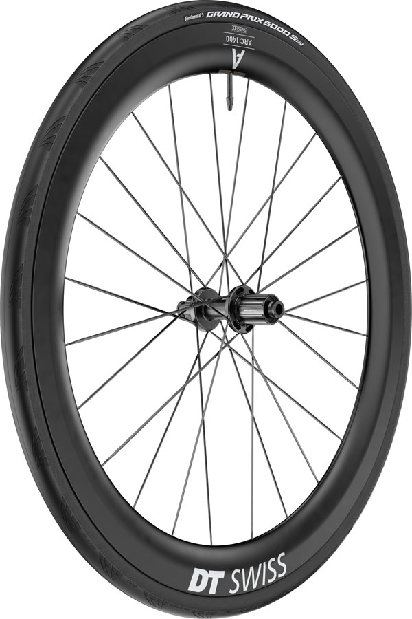 DT Swiss ARC 1400 DiCut 55 Rear Wheel - 700, 12 x 142mm, Center-Lock, HG11 Road/XDR, Ratchet EXP 36, Black, WTS w/Grand Prix 5000 STR Tire