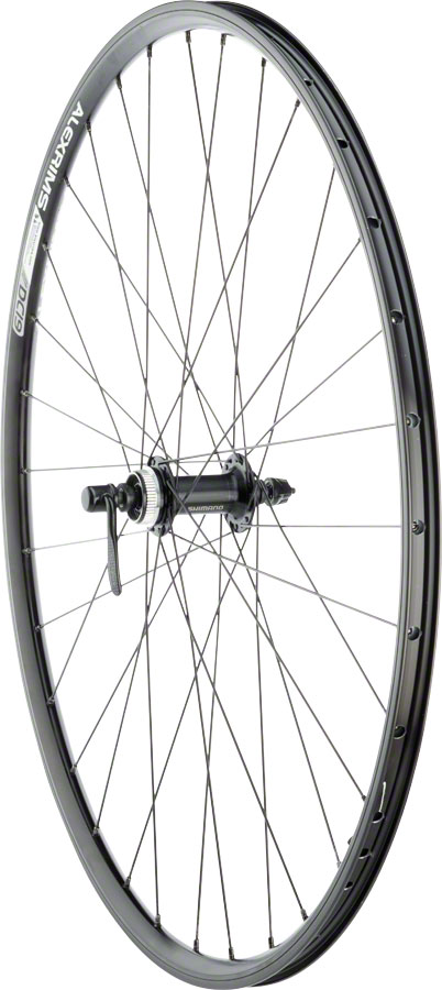 Quality Wheels Value Double Wall Series Rim+Disc Front Wheel - 700, QR x 100mm, Center-Lock, Black, Clincher, 32H