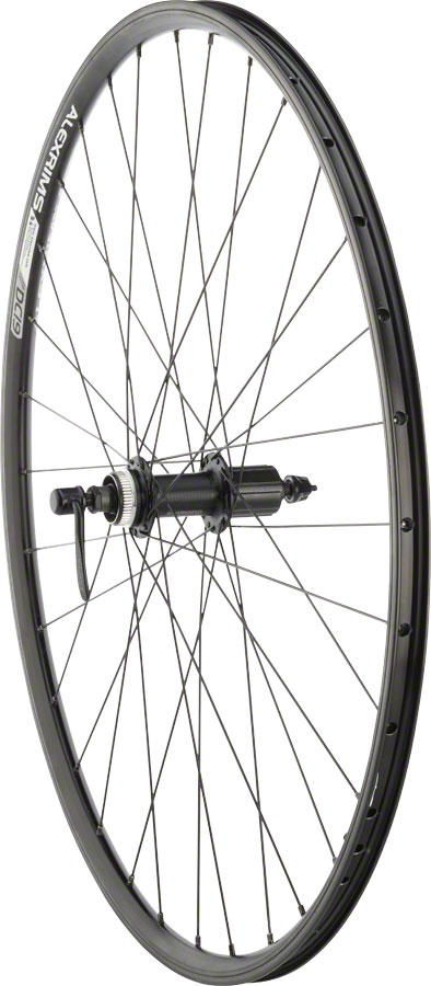 Quality Wheels Value Double Wall Series Rim+Disc Rear Wheel - 700, QR x135mm, Center-Lock, HG10, Black, Clincher, 32H