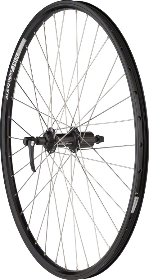 Quality Wheels Shimano/DH19 Rear Wheel - 26", QR x 135mm, Rim Brake, HG 10, Black, Clincher, 36H