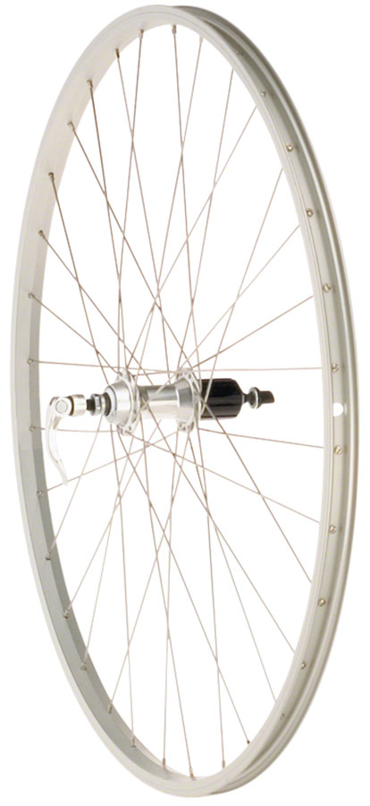 Quality Wheels Value Single Wall Series Rear Wheel - 700, QR x 130mm, Rim Brake, HG 10, Silver, Clincher, 36H